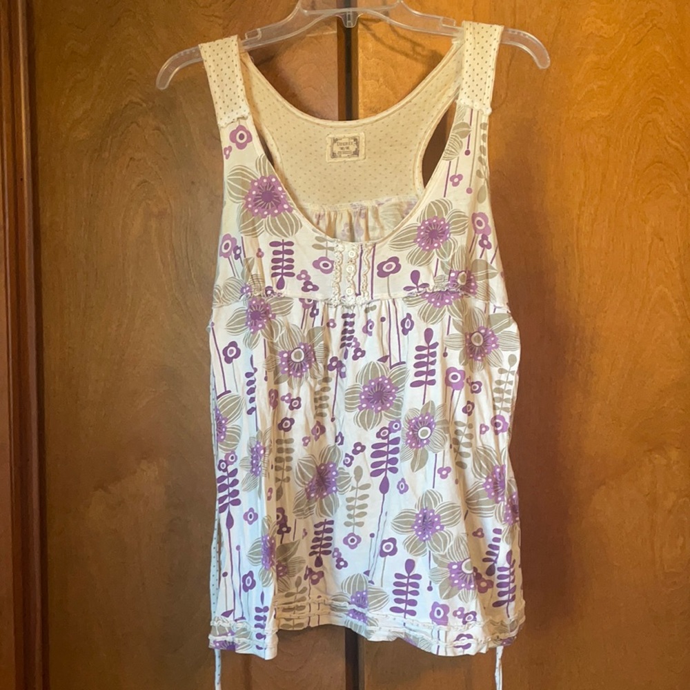 Floral and polka dot tank top